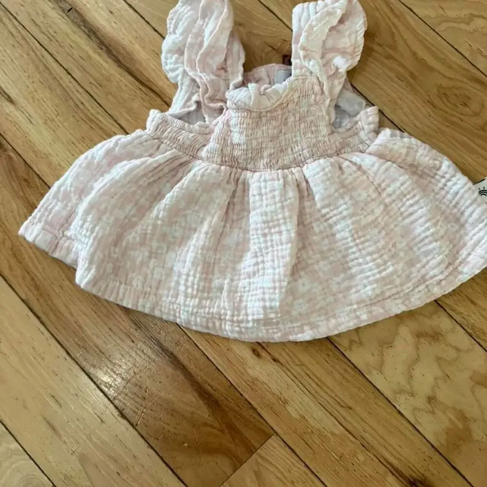 Wonderluxe Pink and White Gingham Cotton Baby Dress